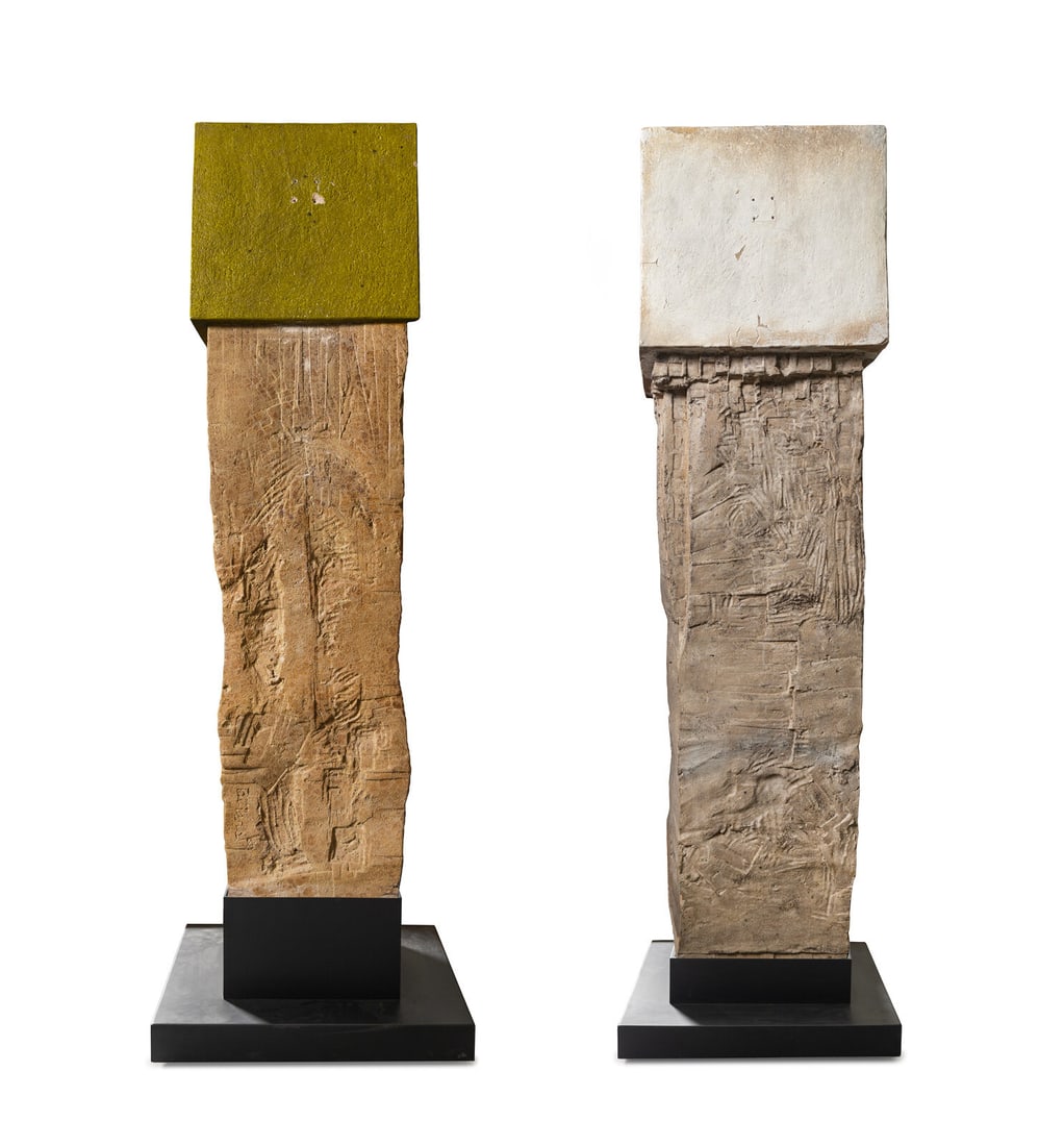 Stan Bitters (American, b. 1936) A Pair of Monolith Forms, c. 1969: Stan Bitters (American, b. 1936) A Pair of Monolith Forms, c. 1969 hand-built and glazed earthenware Literature: Stan Bitters, Environmental Ceramics, Van Nostrand Reinhold Co., New York, 1976, pp. 39