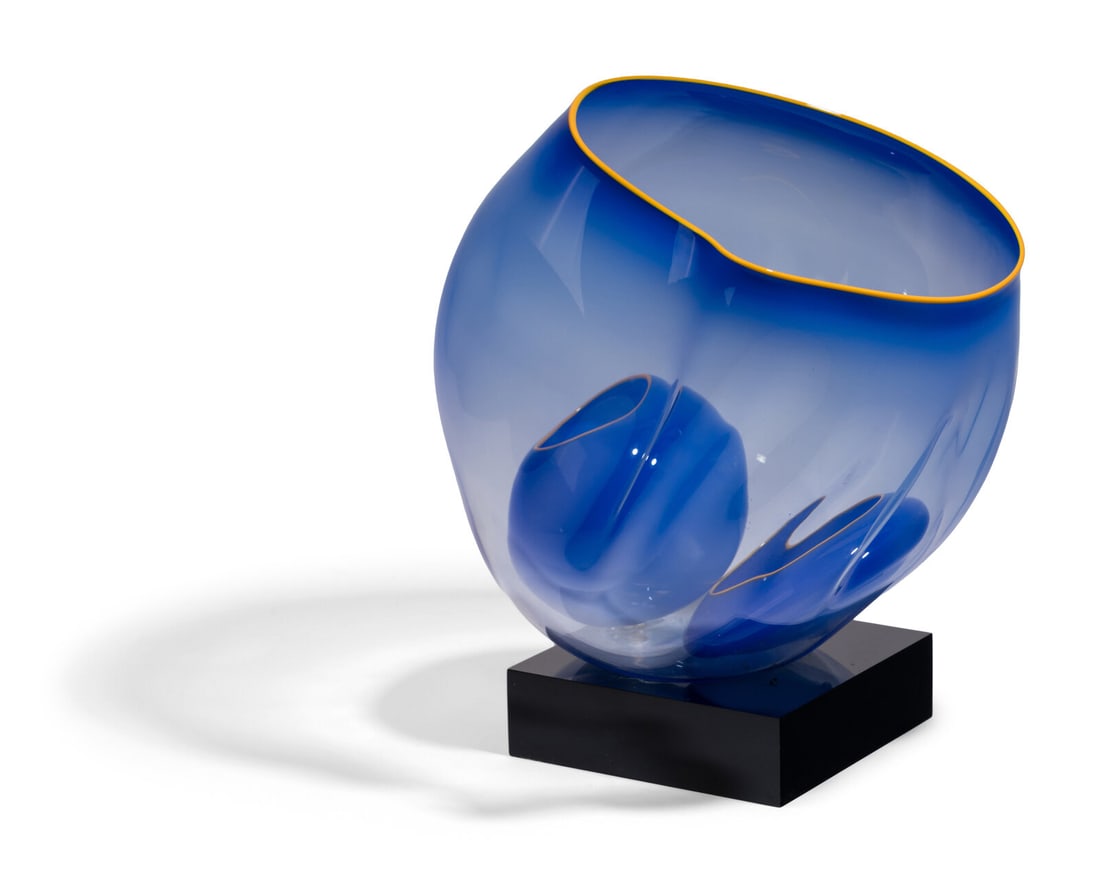 Dale Chihuly (American, b. 1941) Paris Blue Basket: Dale Chihuly (American, b. 1941) Paris Blue Basket smallest element etched Chihuly PP01 on underside Largest | 9 h × 10 w × 9 d inches.
