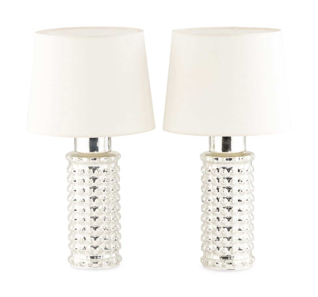 Helena Tynell (Finnish, 1918-2016) Pair of Mercury Glass Table Lamps for Luxus, Sweden (1 of 2)