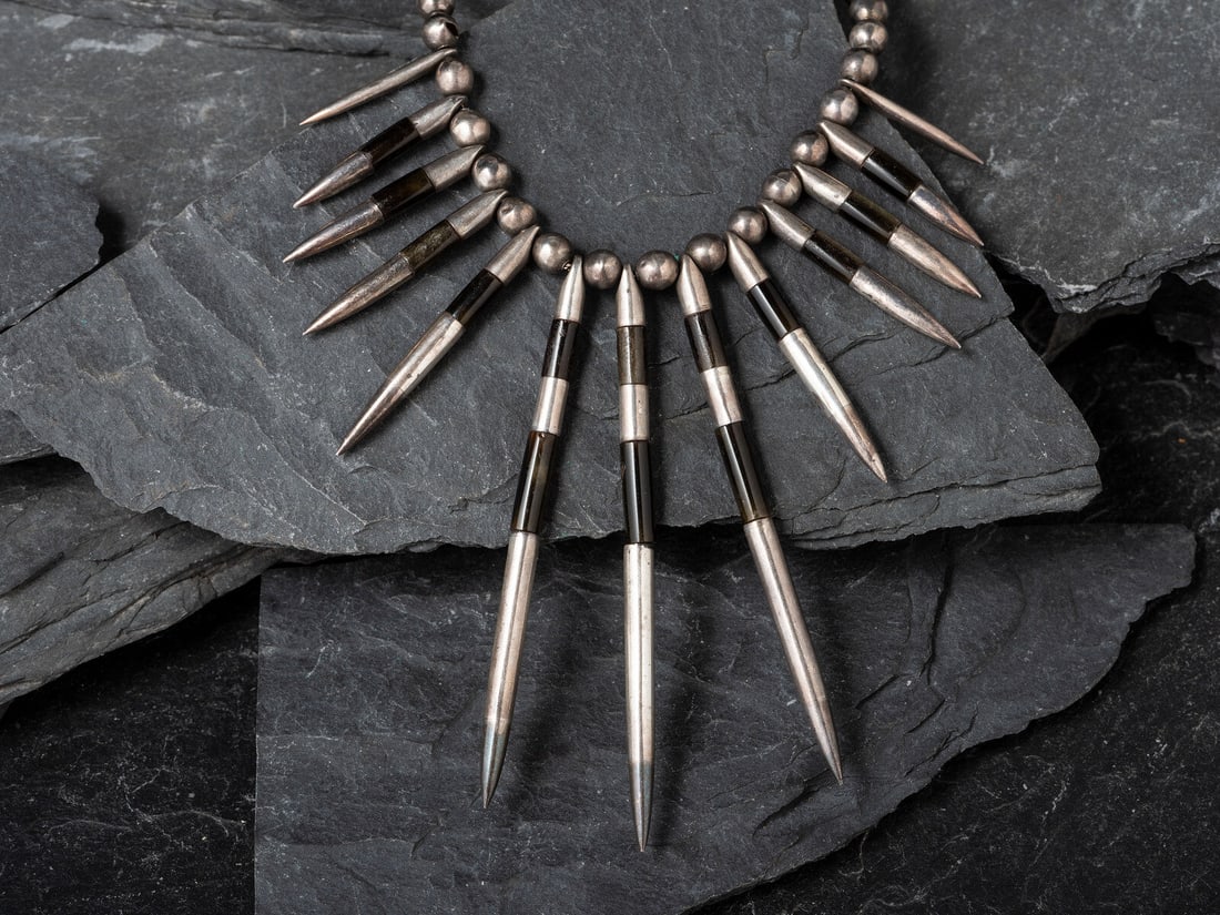 William Spratling (American-born, 1900-1967) Taxco Silver and Obsidian Necklace, 1956-1962 (1 of 2)