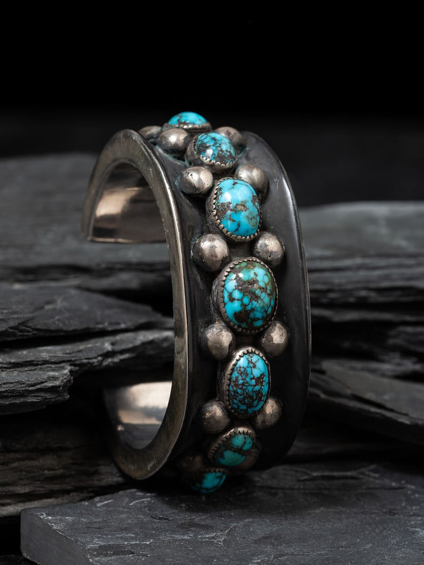 Frank Patania, Sr.  (American, 1899-1964) Southwestern-style Turquoise and Sterling Silver Cuff (1 of 3)