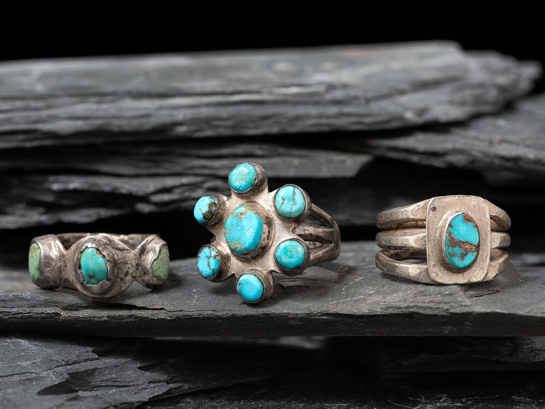 Navajo Ingot and Turquoise Rings, Collected by Hoffman Birney (1891-1958) (1 of 3)