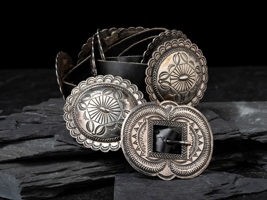 Kirk Smith (Diné, 1957-2012) Heavily Stamped Sterling Silver Concha Belt (1 of 3)
