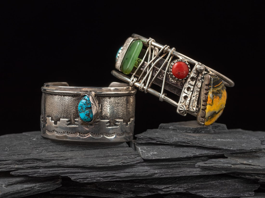 Vernon Begaye (Diné, b. 1965) Sterling Silver Abstract Cuff Bracelet, PLUS (1 of 6)