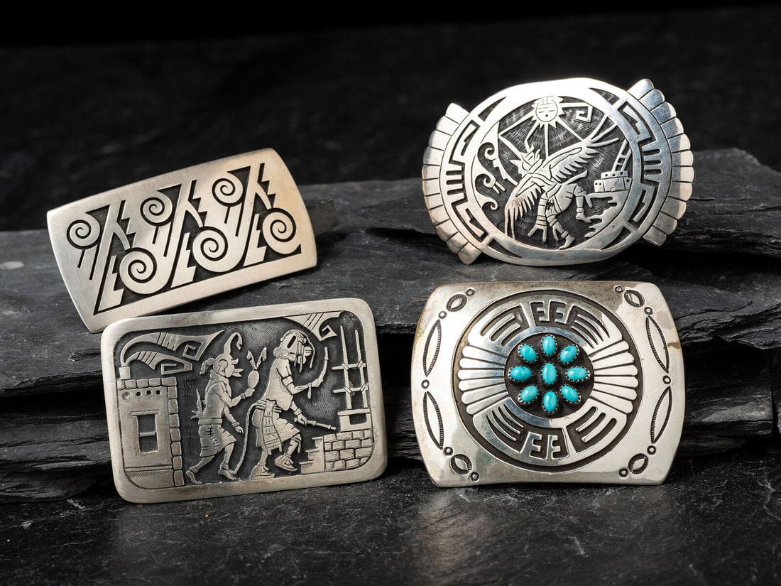 Hopi and Navajo Silver Belt Buckles (1 of 5)