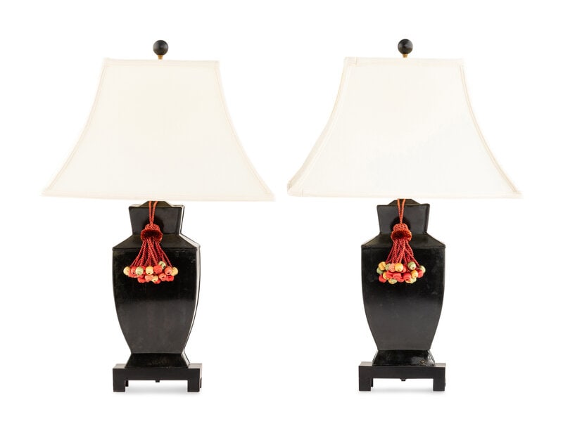 A Pair of Contemporary Black Patinated Zinc Table Lamps (1 of 3)