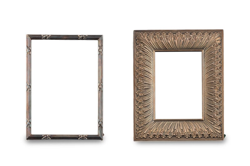 Two Silver Picture Frames : Two Silver Picture Frames 20th Century one by Buccellati, the other by Tiffany and Co. each marked for Sterling Height of larger 7 3/4 inches. This lot is located in Chic