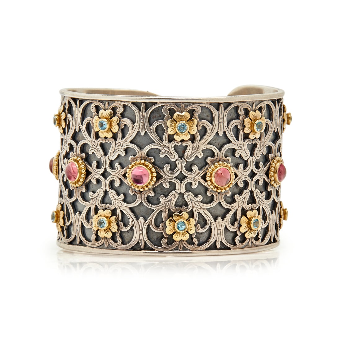 KONSTANTINO, SILVER, YELLOW GOLD, AND MULTI GEM CUFF BRACELET (1 of 2)