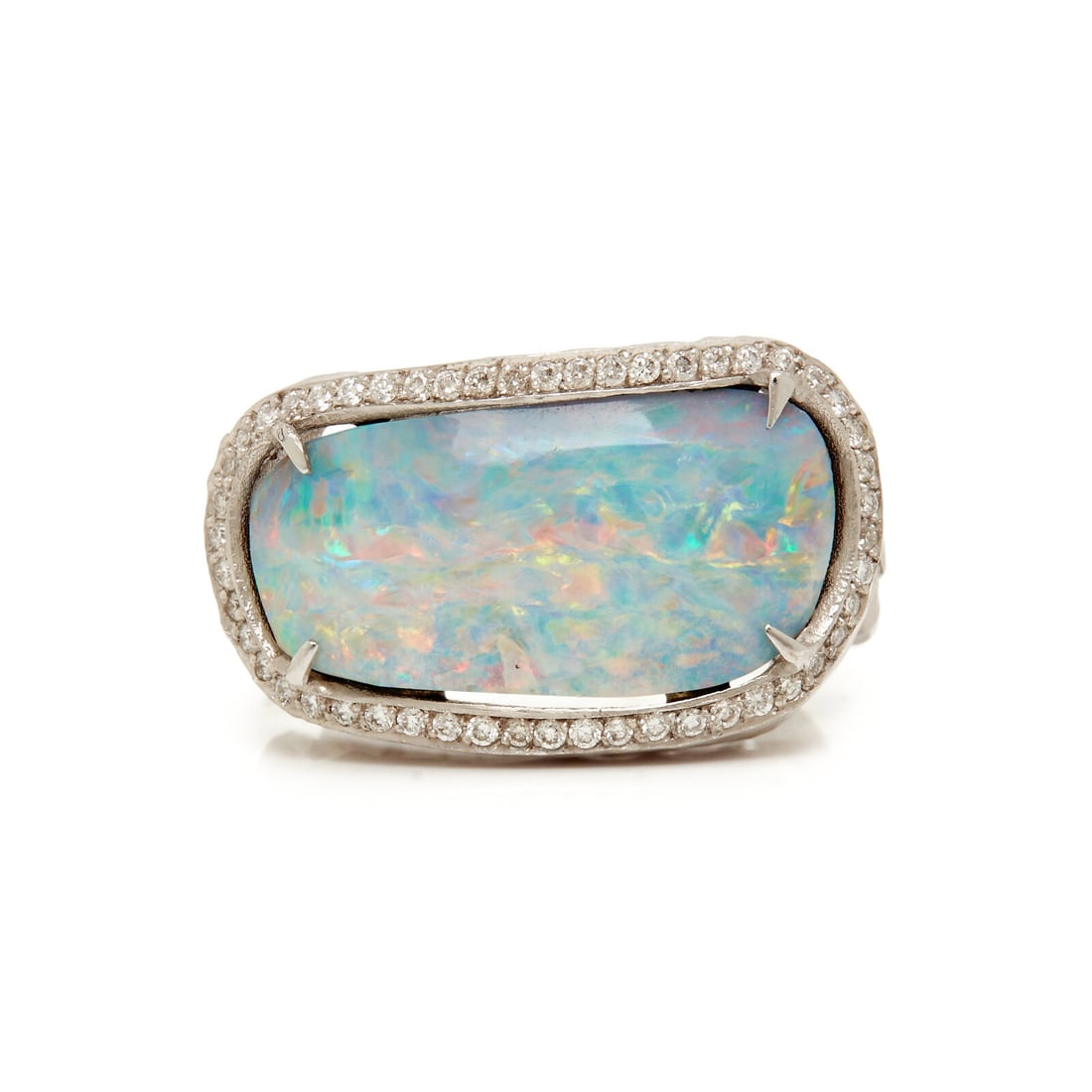 WHITE GOLD, OPAL, AND DIAMOND RING (1 of 4)