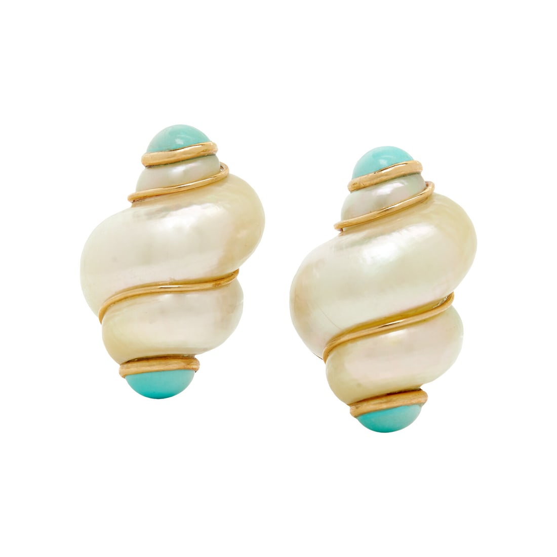 MAZ, YELLOW GOLD AND SHELL CLIP EARRINGS (1 of 2)