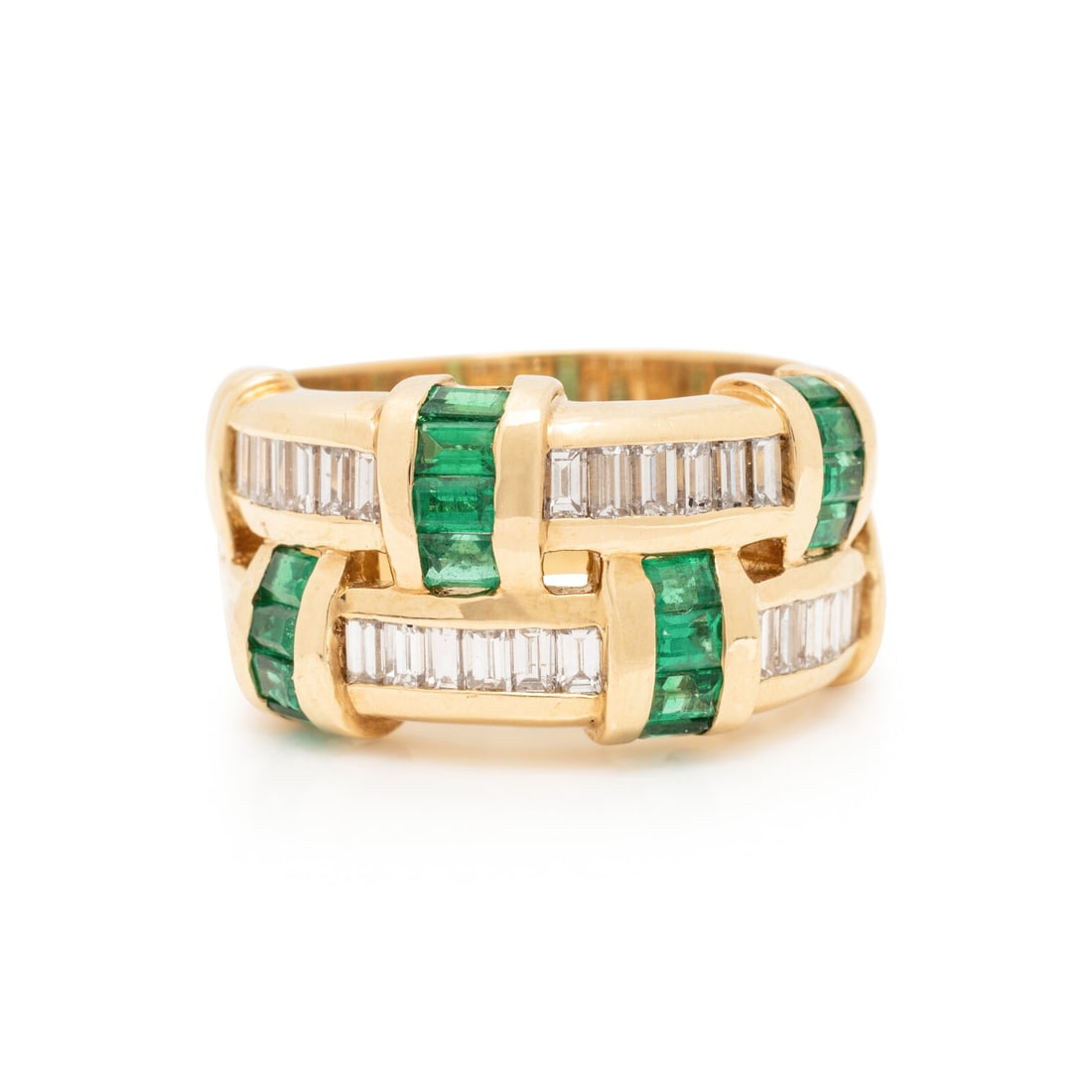 CHARLES KRYPELL, YELLOW GOLD, DIAMOND AND EMERALD RING (1 of 4)