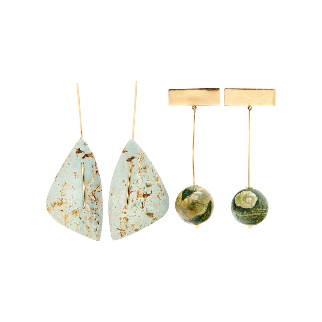 KATHLEEN WHITAKER, TWO PAIRS OF YELLOW GOLD AND GEMSTONE PENDANT EARRINGS (1 of 5)