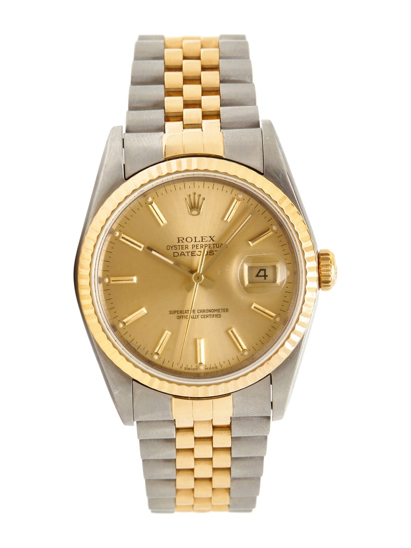 ROLEX, REF. 16233 STAINLESS STEEL AND YELLOW GOLD 'OYSTER PERPETUAL DATEJUST' WATCH (1 of 2)