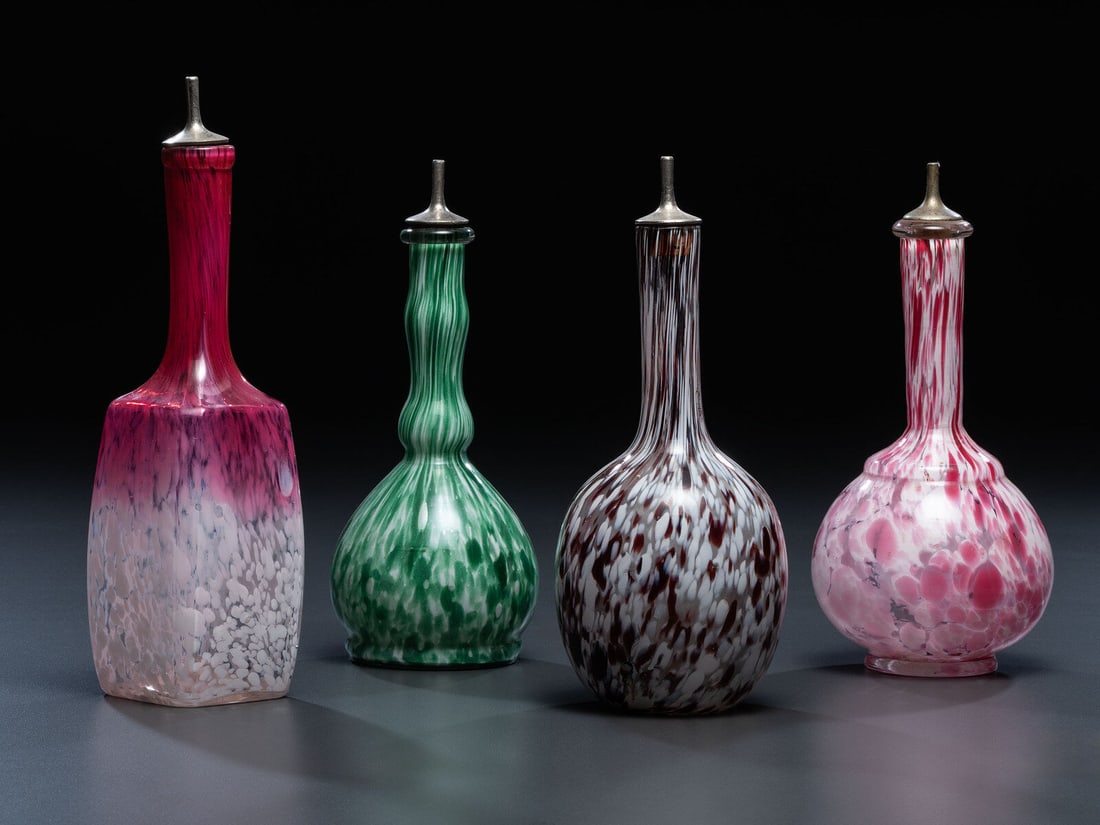Four Art Glass Barber Bottles (1 of 3)