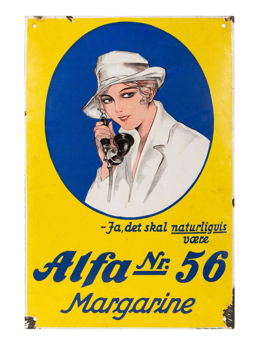 A Danish Alfa Margarine Tin Enamel Advertising Sign (1 of 2)