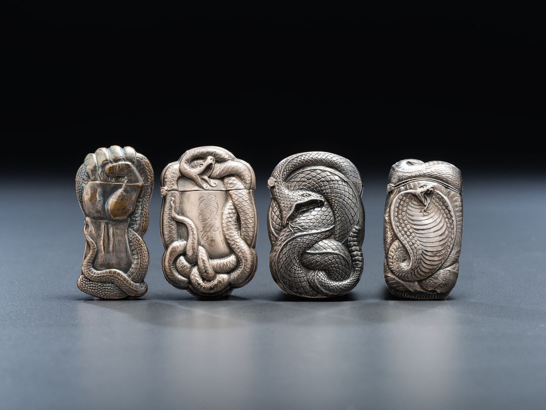 Four Silver Serpent Match Safes (1 of 2)
