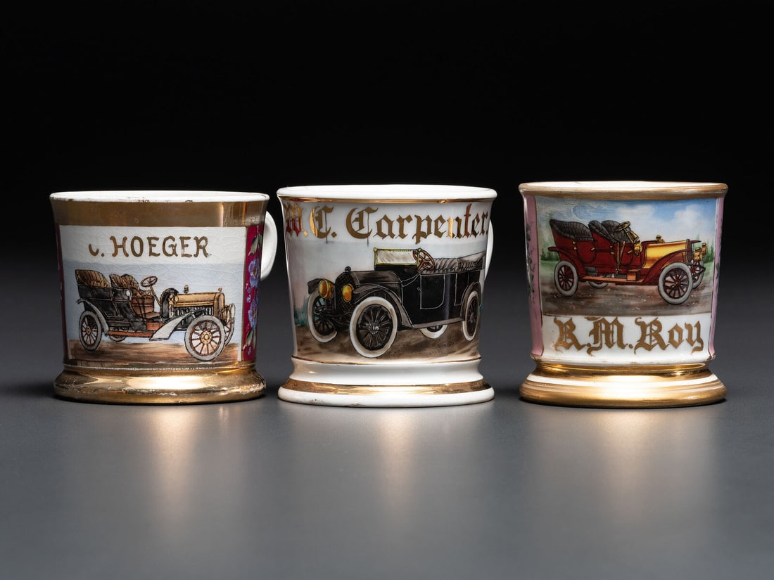 Three Open Touring Car Porcelain Occupational Shaving Mugs (1 of 4)