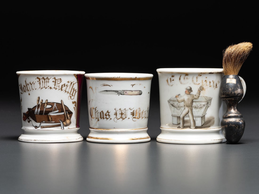 Three Porcelain Occupational Shaving Mugs (1 of 4)