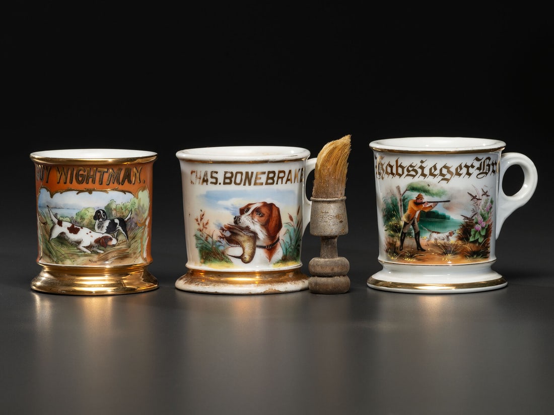 Three Hunter's Porcelain Occupational Shaving Mugs (1 of 3)