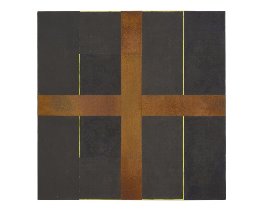 Harvey Quaytman(American, 1937-2002)Pegasus, 1986-87: Harvey Quaytman (American, 1937-2002) Pegasus, 1986-87 rust and acrylic on canvas signed, titled and dated Harvey Quaytman 1986-7 to canvas overhang verso 28 x 28 in. (71.1 x 71.1cm) Provenance: Dolan