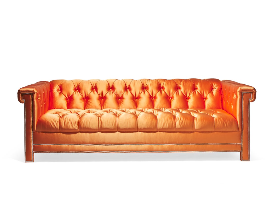 Sherrill Furniture Co. 21st Century Button Tufted Sofa USA: Sherrill Furniture Co. 21st Century Button Tufted Sofa USA wood, foam, upholstery tag to underside 32 h × 101 w × 40 d in Provenance: