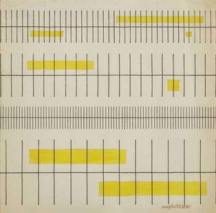 Angelo Testa (American, 1918-1984) Yellow and Black for Fabric Design, circa 1975: Angelo Testa (American, 1918-1984) Yellow and Black for Fabric Design, circa 1975 ink on paper signed Angelo Testa bottom right 10 x 10 in. (25.4 x 25.4cm) Provenance: Cristina Grajales, New York, New