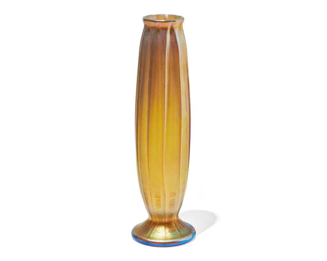 Tiffany Studios (American, active 1878-1932) A Gold Favrile Vase: Tiffany Studios (American, active 1878-1932) A Gold Favrile Vase favrile glass etch-signed to underside, 1093-5188M/ L.C. Tiffany Inc. Favrile 13 h in Provenance: