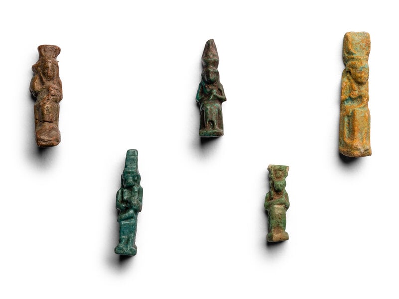 Five Egyptian Faience Isis with Horus Amulets (1 of 3)