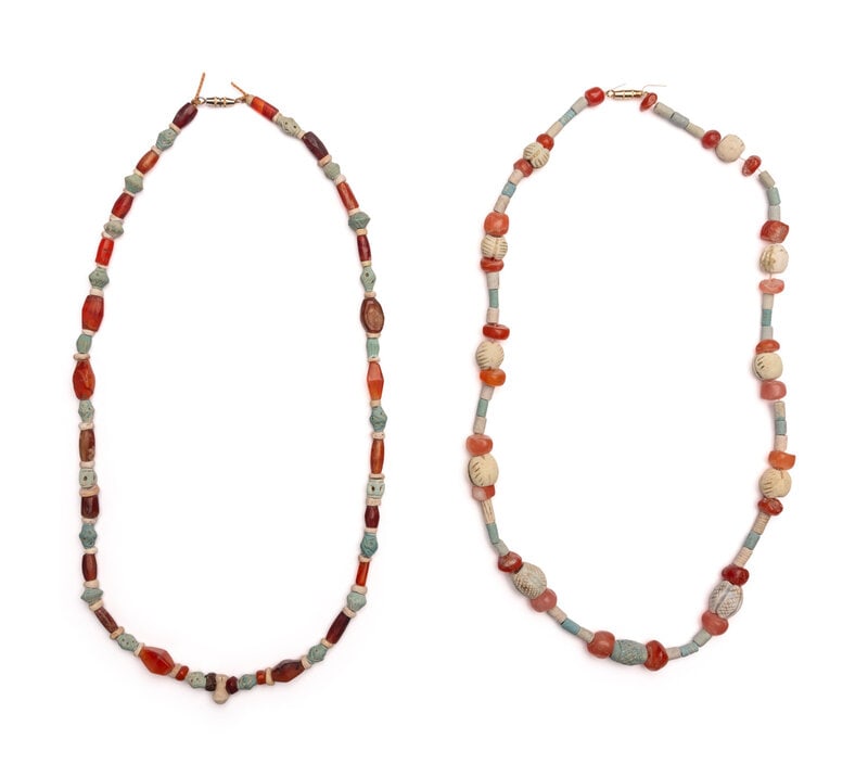 Two Near Eastern Carnelian and Faience Bead Necklaces (1 of 2)