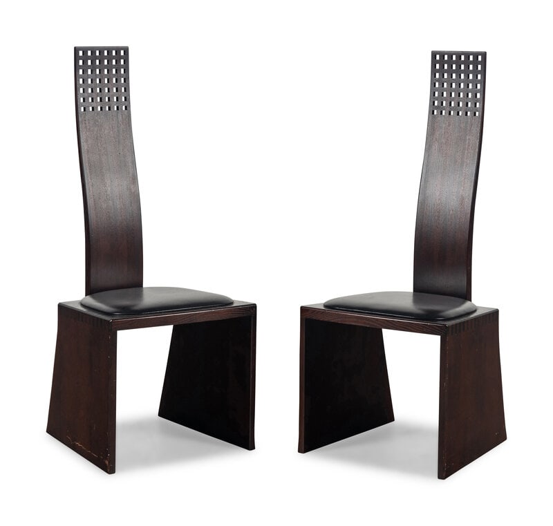 20th Century A Pair of Side Chairs in the Style of Charles Rennie Mackintosh: 20th Century A Pair of Side Chairs in the Style of Charles Rennie Mackintosh Height 43 3/4 x width 18 1/2 x depth 18 inches. This lot is located in Chicago. Property from the Col