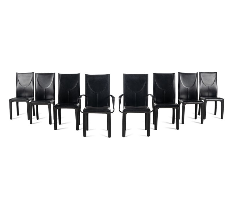 A Set of Eight Contemporary Leather Upholstered Dining Chairs (1 of 4)