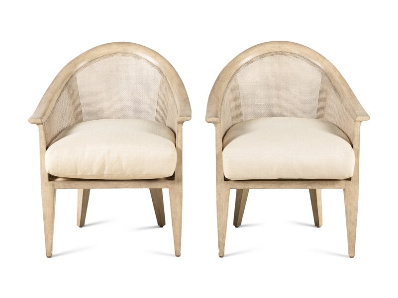 A Pair of JJ Custom White Painted Rattan Chairs (1 of 3)