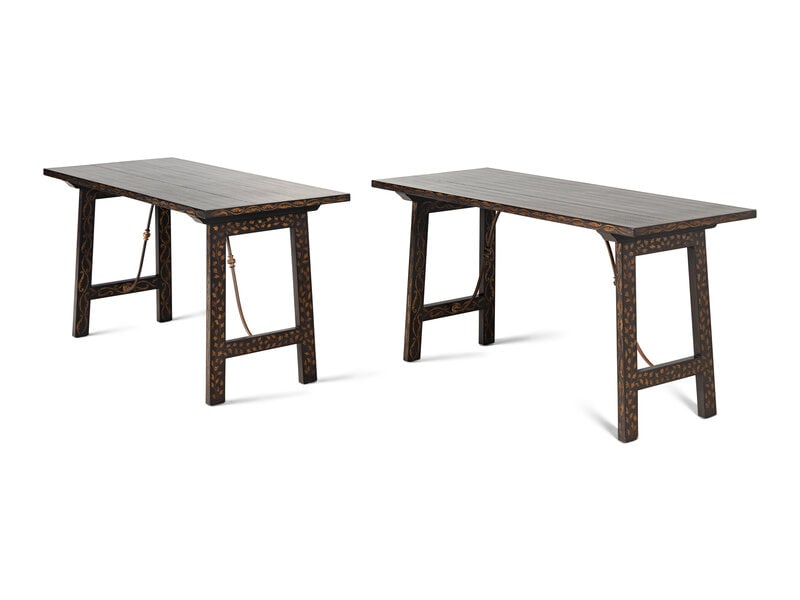 A Pair of Dessin Fournir San Paolo Console Tables: A Pair of Dessin Fournir San Paolo Console Tables 20th Century Height 28 x width 54 x depth 24 inches. This lot is located in Chicago. Property from a Private Collection