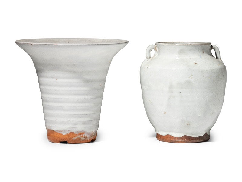 Two Jugtown Pottery White Glaze Vases (1 of 5)