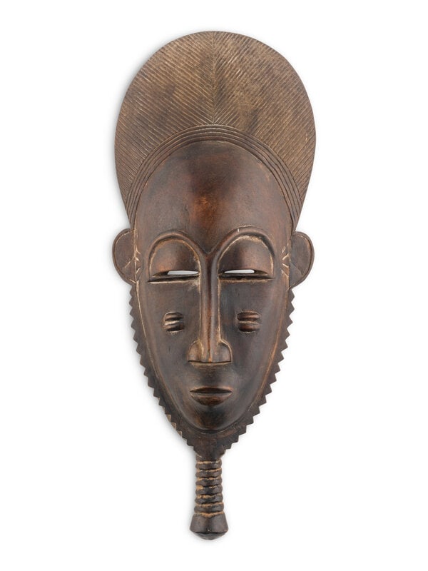 A Baule Mask: A Baule Mask Height 18 1/2 x width 7 1/2 inches. This lot is located in Chicago. Property from a Private Estate, Cleveland, Ohio