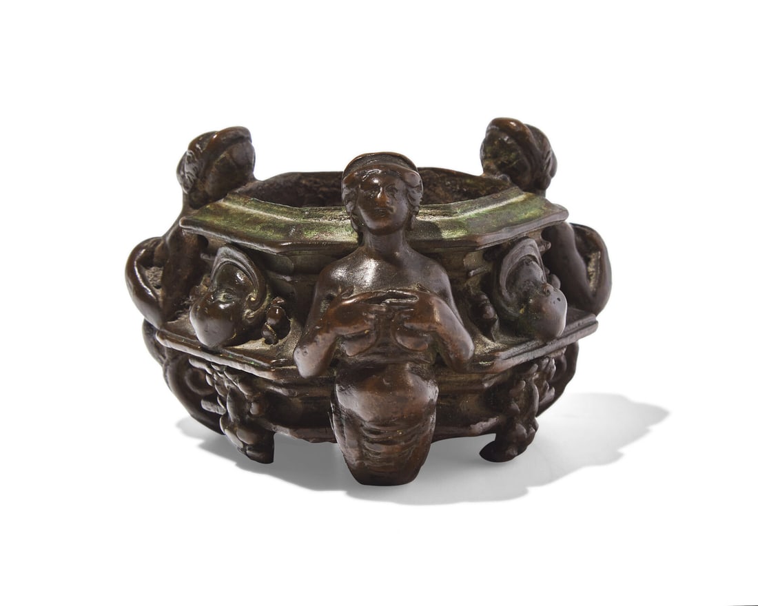 An Italian Renaissance cast bronze inkwell, probably Padua, 16th century (1 of 2)
