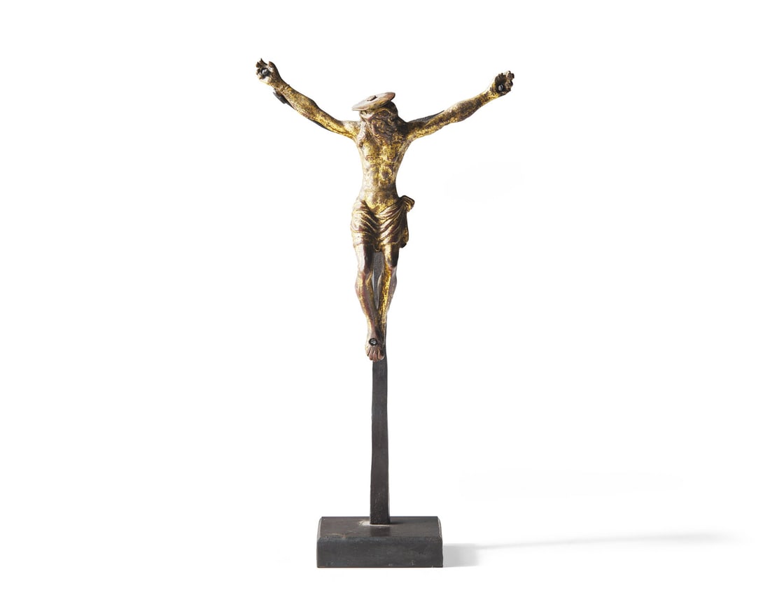 Circle of Severo da Ravenna (Italian, 1465-1543), An Italian gilt bronze crucifix, 16th century (1 of 2)