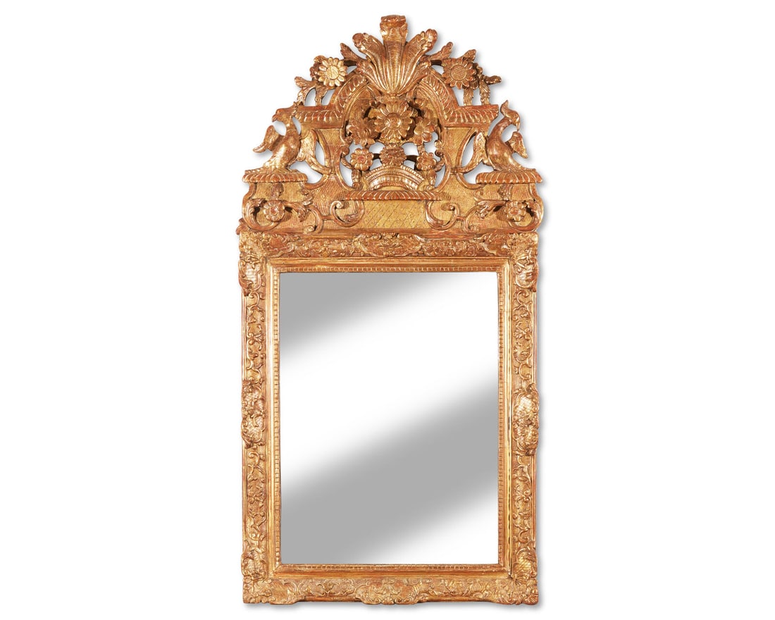 A Régence giltwood looking glass, circa 1720 (1 of 4)