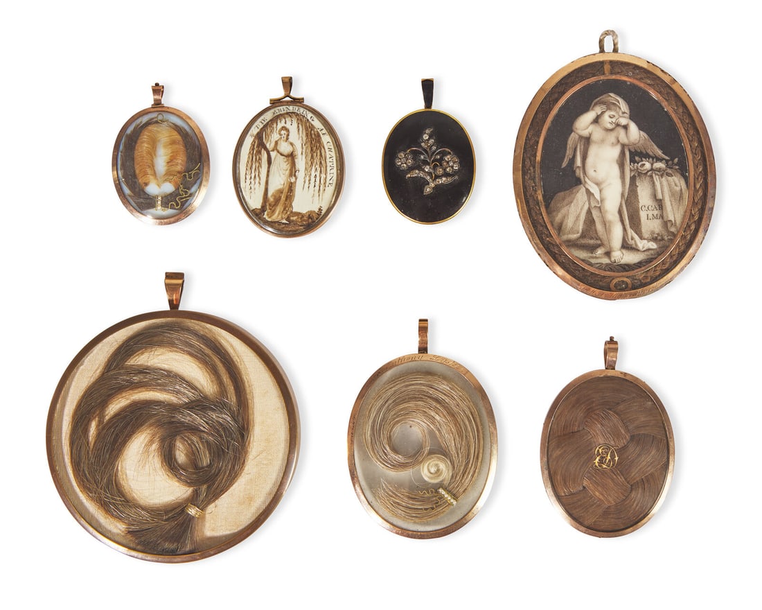 A collection of seven English and European mourning pendants, 18th / 19th century (1 of 4)