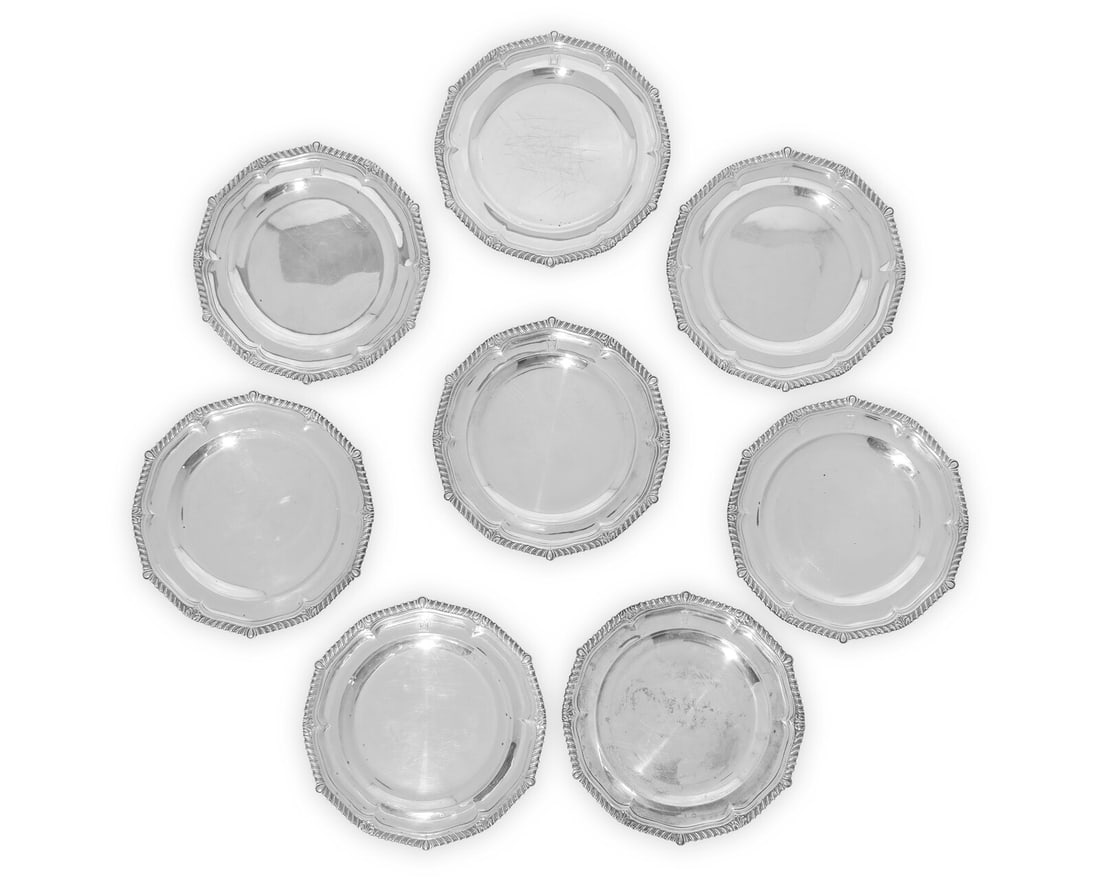 A rare set of eight George III sterling silver chargers, Paul Storr (1771-1844), London, 1814 (1 of 4)