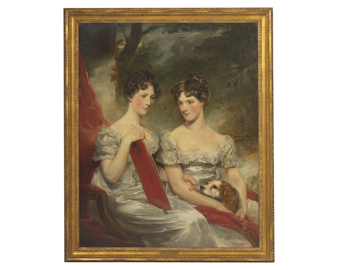 John Jackson, R.A. (English, 1778-1831, Portrait of Isabella and Elizabeth Wrightson and their Pet (1 of 2)