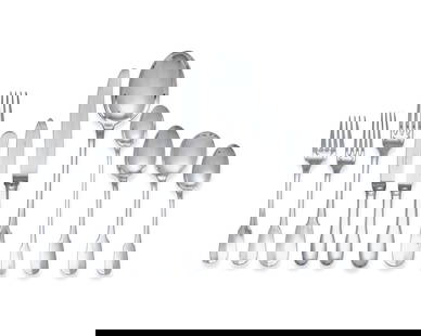 A Christofle Silver-Plate Flatware Service: A Christofle Silver-Plate Flatware Service 20th CenturyCluny pattern, comprising: 14 dinner knives 29 butter spreaders 9 fish knives 14 dinner forks 27 luncheon forks 11 salad forks 14 tablespoons 31