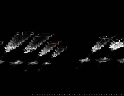 A Baccarat Lorraine Stemware Service: A Baccarat Lorraine Stemware Servicecomprising: 24 water glasses 8 red wine glasses 29 white wine glasses 14 claret wine glasses 25 sherry glasses 9 coupes 13 coridals; 122 items total. Height of