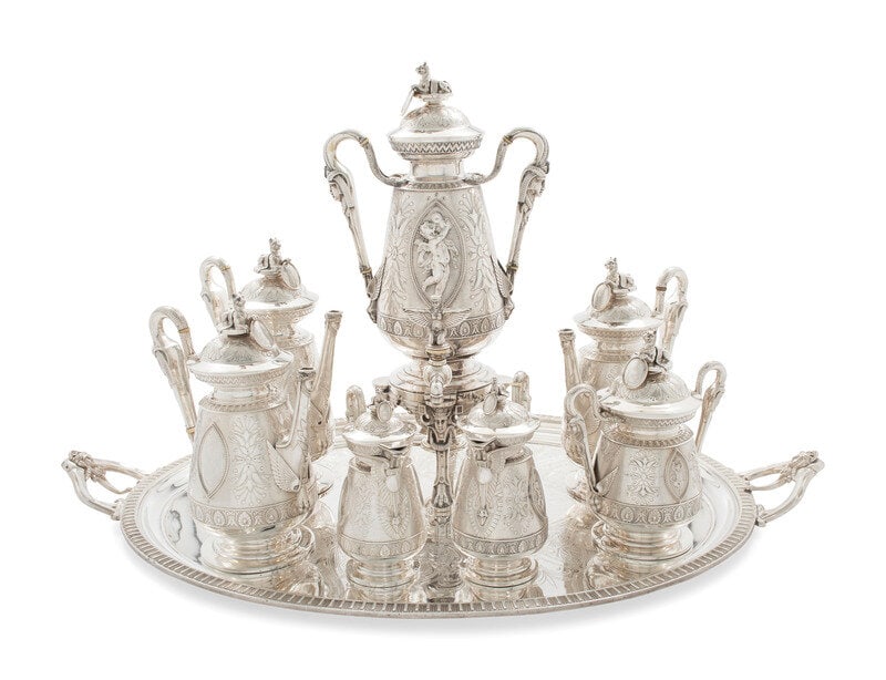 An American Aesthetic Movement Six-Piece Coin Silver Tea and Coffee Service (1 of 20)
