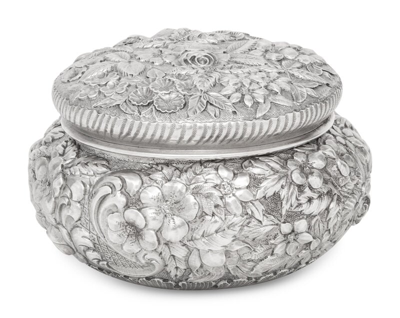 An American Silver Repoussé Dresser Box (1 of 5)