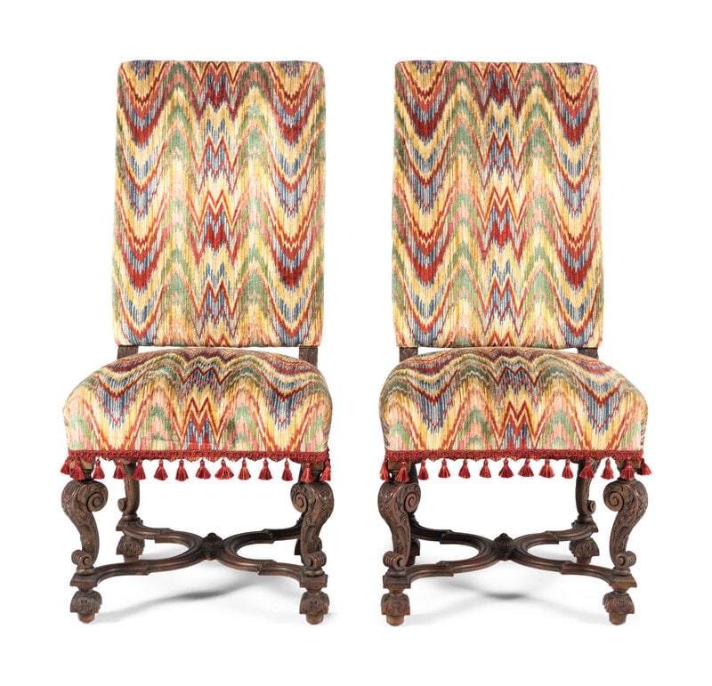 A Pair of William and Mary Style Carved Walnut Side Chairs (1 of 15)