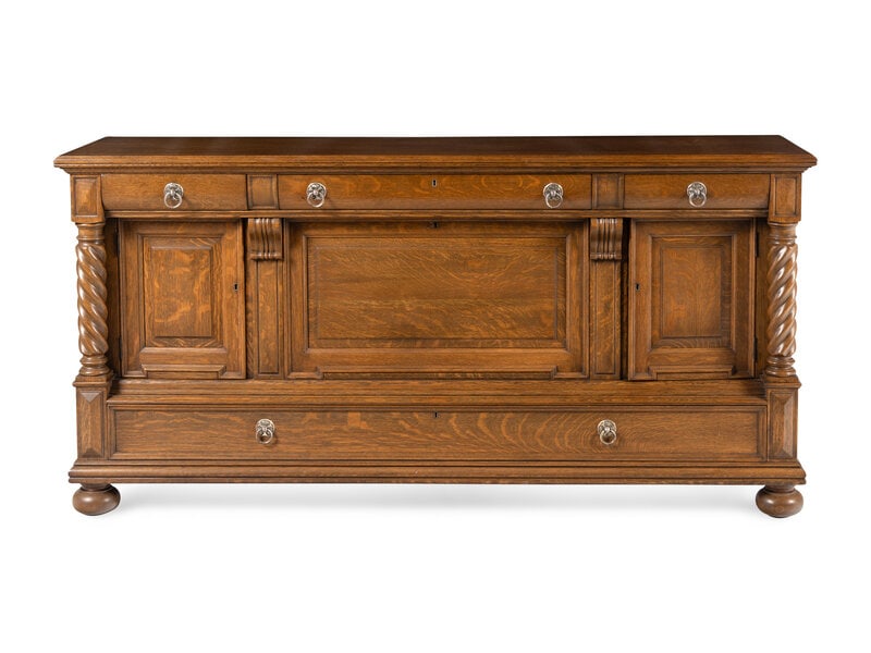A Renaissance Revival Oak Serving Cabinet: A Renaissance Revival Oak Serving Cabinet Late 19th Century Height 39 x width 78 x depth 20 inches. This lot is located in Chicago. Property from the Estate of Dr. Devon Hoover, De