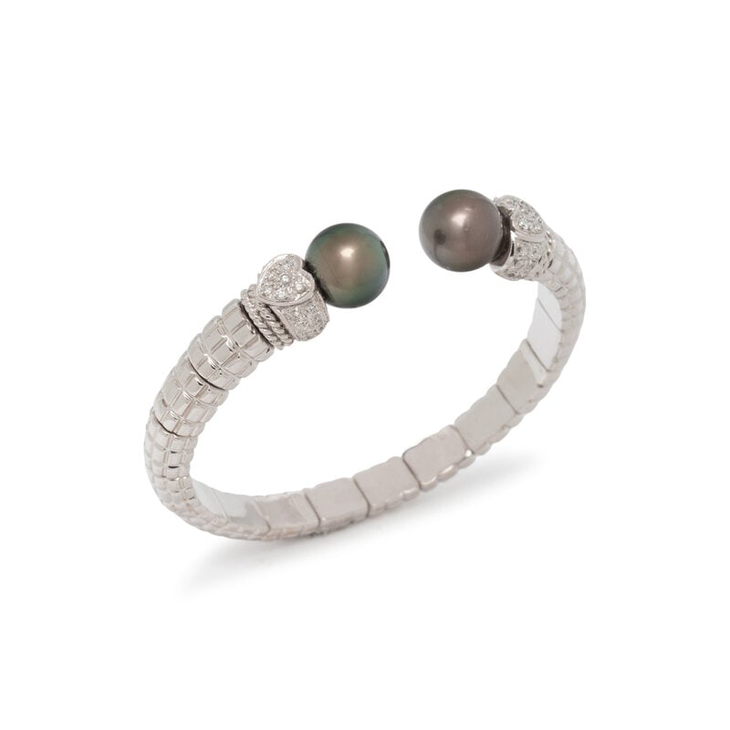 CULTURED PEARL AND DIAMOND CUFF BRACELET (1 of 3)