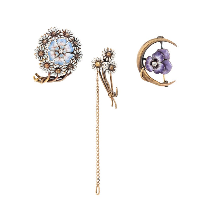 VICTORIAN, COLLECTION OF FLORAL PINS (1 of 2)