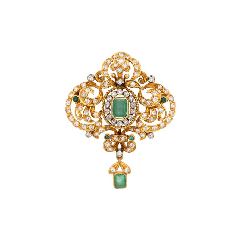 EMERALD AND DIAMOND PENDANT/BROOCH (1 of 2)